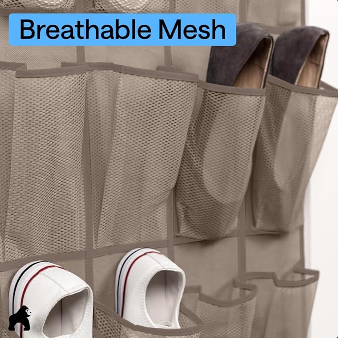 GORILLA GRIP Over the Door Shoe Organizer, 24 Large Pockets, Space Saving - Image 5