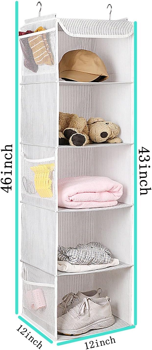 5 Shelves Hanging Closet Organizer, 2 Pack Hanging Storage - Image 3