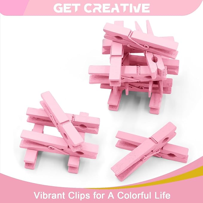 100 Pcs Pink Clothes pins - Image 5