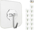 12 Pack Adhesive Wall Hooks Heavy Duty No Drill Clear Sticky Hooks, 33LB | by Jwxstore