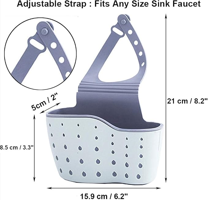 EC Kitchen Sink Caddy Sponge Holder Plastic Hanging Ajustable Strap Faucet Caddy - Image 3