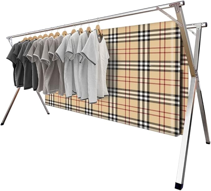 94.5in Premium Stainless Steel Clothes Drying Racks, Foldable and Adjustable by MRCTVG%EF%BC%9AWelcomemyfriends