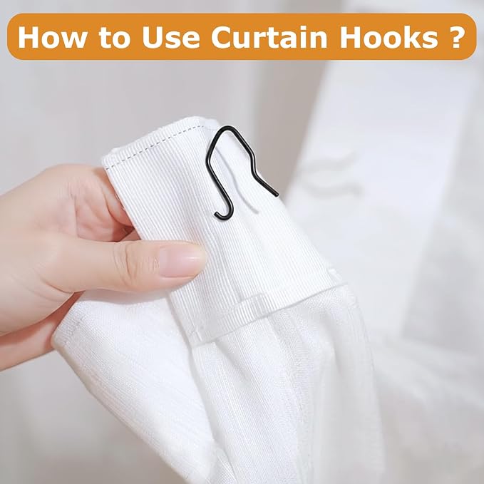 100 Pack Black Metal Curtain Hooks Pin-On Drapery Hooks, Suitable - Image 4