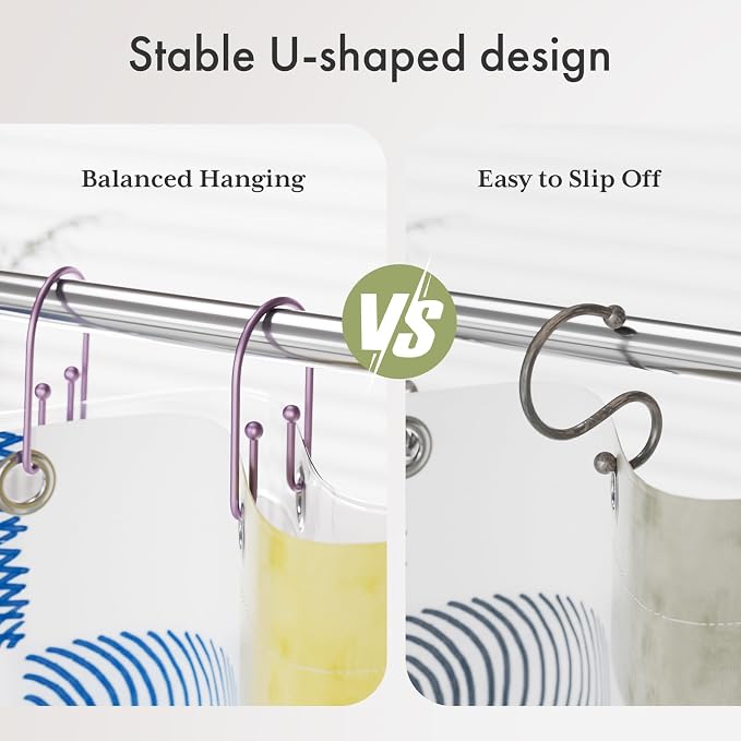 AmazerBath Shower Curtain Hooks, Sturdy Shower Curtain Rings Metal Shower Hooks - Image 2