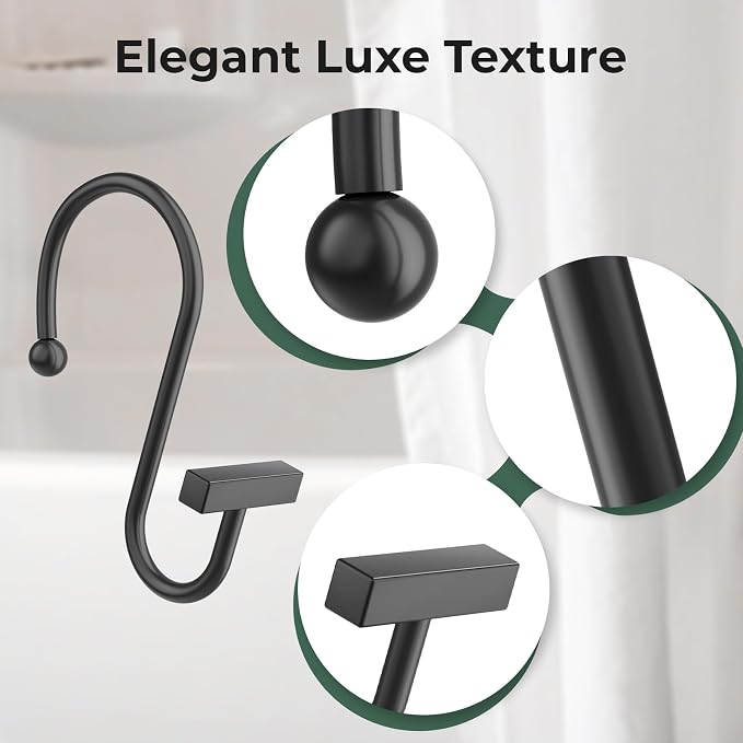 Bathway Shower Curtain Hooks, T-Bar Design Convenient Elegant Shower Curtain - Image 3