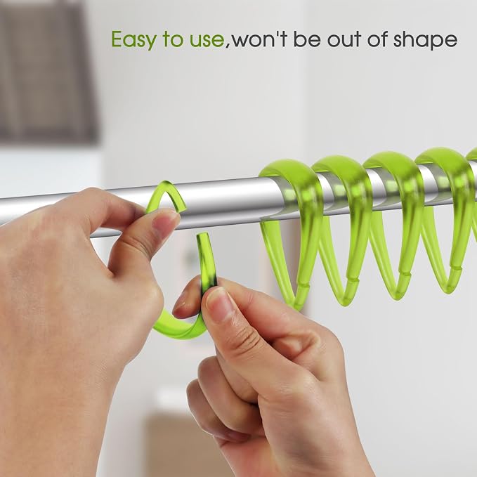 Top-spring Green Shower Curtain Hooks 12Pcs Drop Shaped Hooks - Image 2