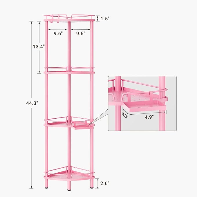 ELYKEN Corner Shower Caddy Standing, 4 Tier Metal Shower Organizer - Image 2