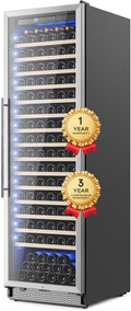 24 Inch Wine Fridge, 187-Bottle Large Capacity Wine Cooler Refrigerator, Freestanding or Built-in Tall Wine Cooler with Upgraded Compressor, Low Noise For Home