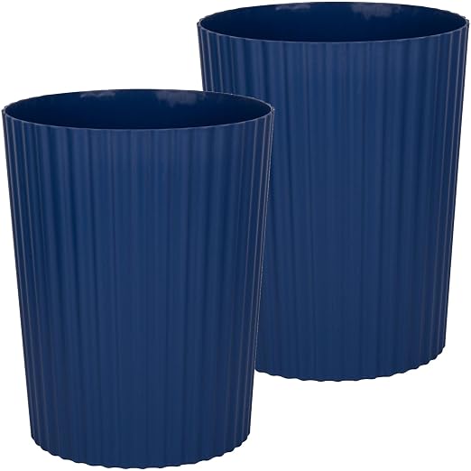 Small Bathroom Trash Can Plastic Wastebasket Garbage Can Navy Blue 2 Pack | by JiatuA