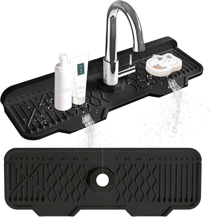 Kitchen Sink Accessories -17" x 6'' Sink Splash Guard, Silicone Sink Mat Splash - Image 7