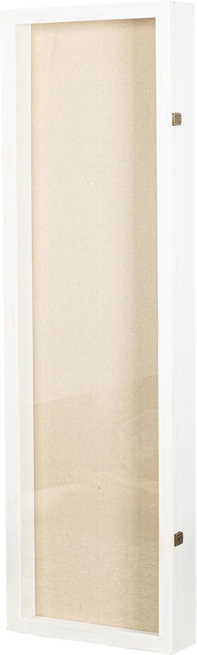 Freezing point Shadow Box Frame 14x47 Flower Shadow Box Pin Display Case Cabinet Picture Frame with Linen Back Memorabilia Awards Medals Badge Bouquet Wedding Memory Box for Keepsakes Long White