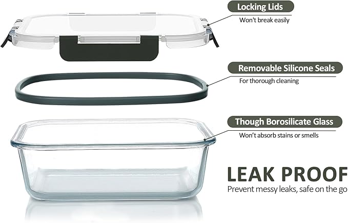 M MCIRCO 30 Piece Extra Large Glass Food Storage Containers - Image 4