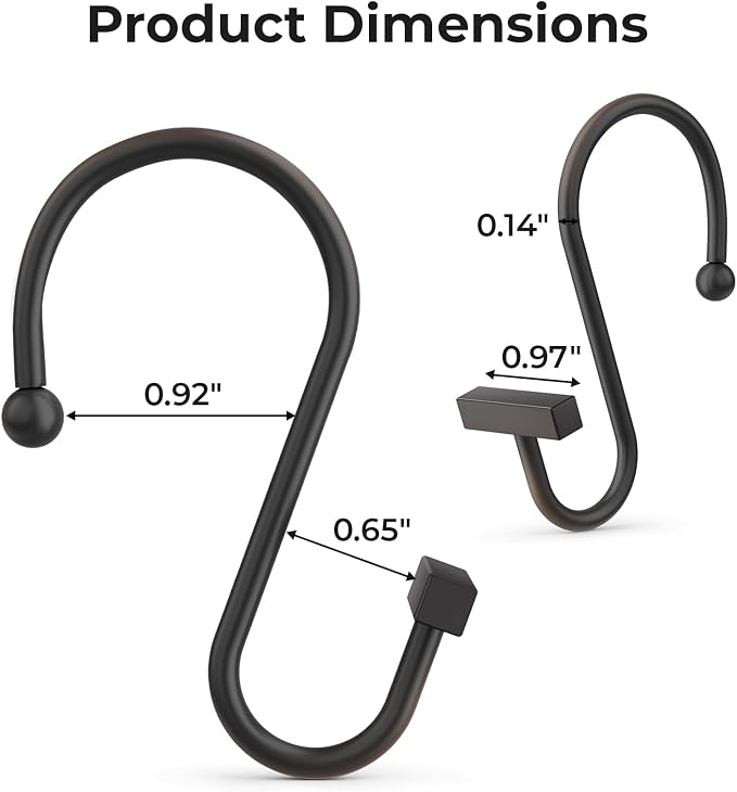 Bathway Shower Curtain Hooks, Shower Curtain Rings Rust Proof, T-Bar Design - Image 2