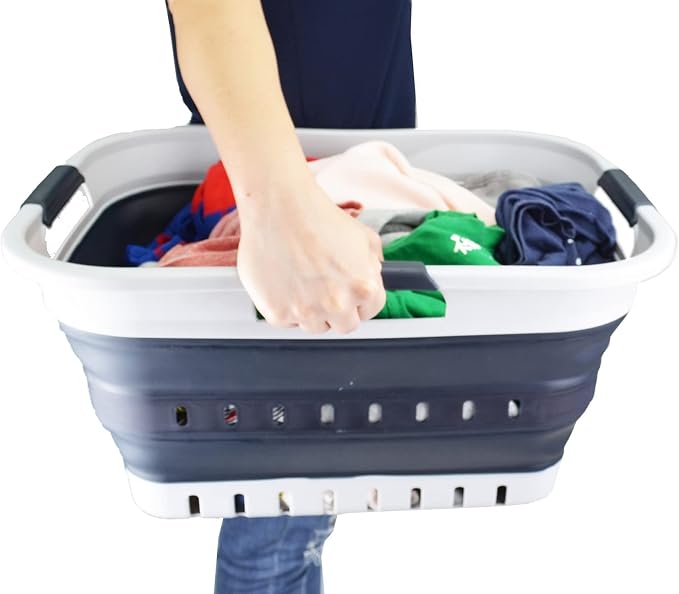 SAMMART 30L Collapsible 3 Handled Plastic Laundry Basket - Image 7