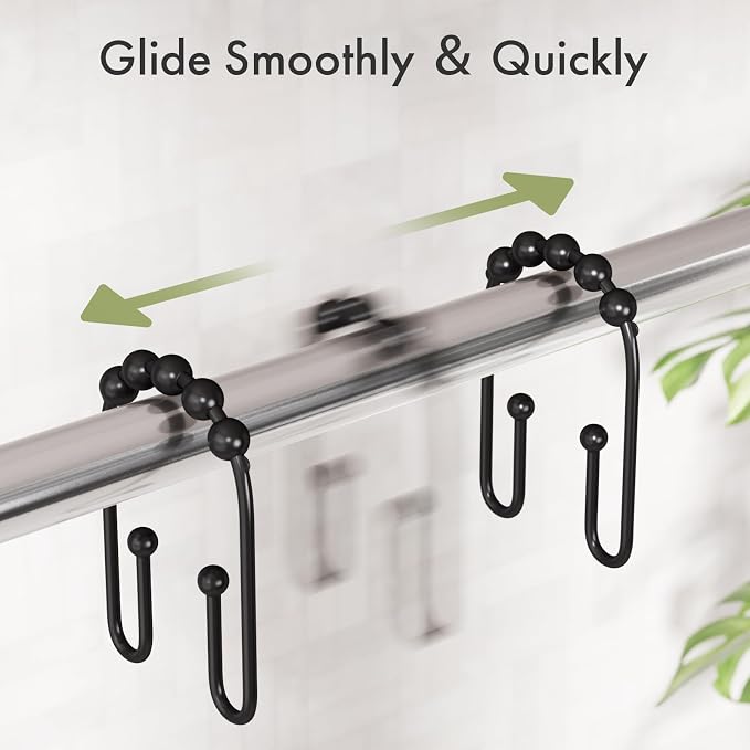 AmazerBath Shower Curtain Hooks Rings, Metal Shower Curtain Rings, Shower Rod - Image 4
