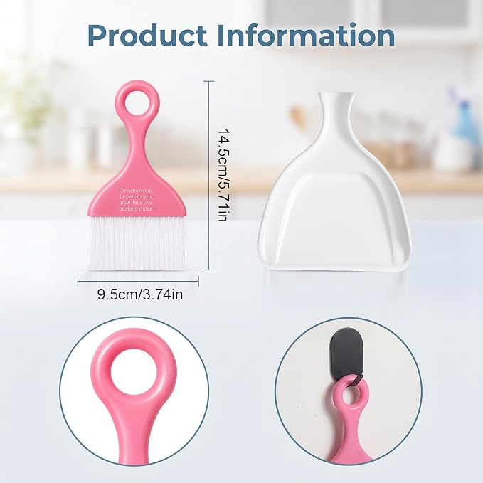 3 Pcs Mini Dustpan and Brush Set, Colorful Small Broom and Dustpan - Image 2