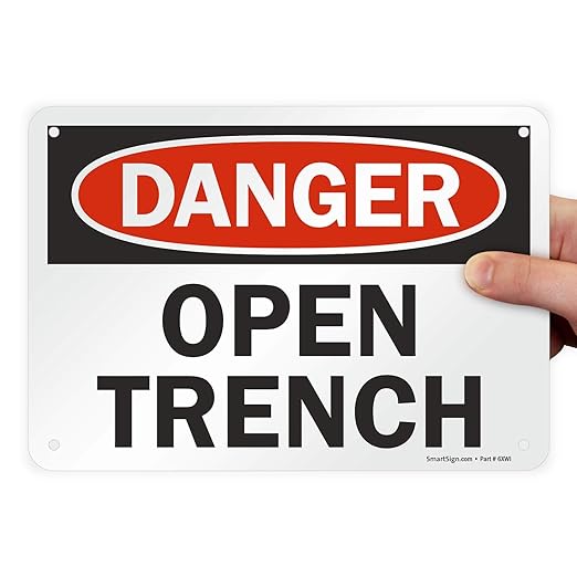 SmartSign "Danger - Open Trench" Sign | 7" x 10" Plastic