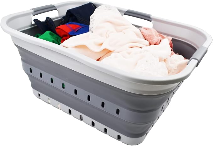 SAMMART 42 Collapsible Plastic Laundry Basket, Foldable Pop Up Storage by SAMMART