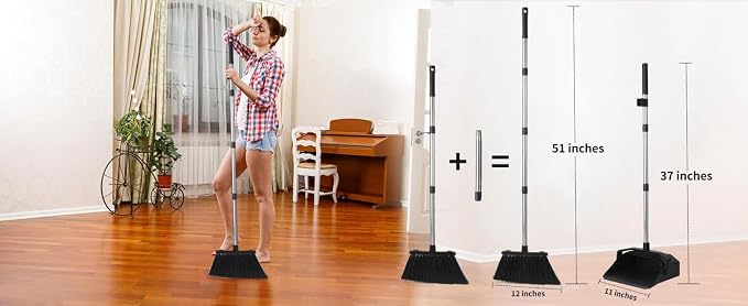 Broom and Dustpan Set for Home, ZeroGap Lip, Upright Storage Broom Combo for - Image 8
