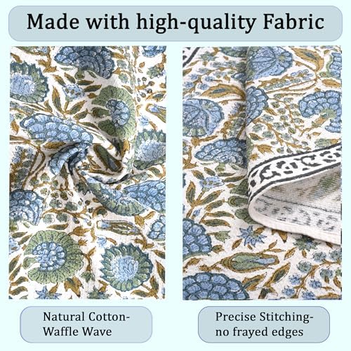 Ridhi Asparagus Green Hand Block Print Cotton Kitchen Towels, 16x28 Inch - Image 2
