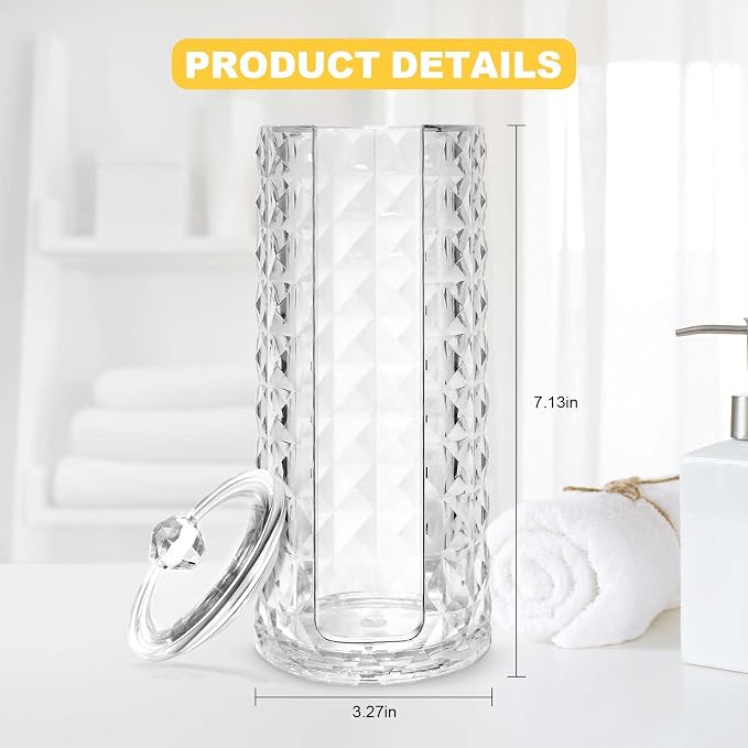 33.8oz Clear Cosmetic Cotton Pads Rounds Holder Easy Accessing Acrylic Makeup - Image 6