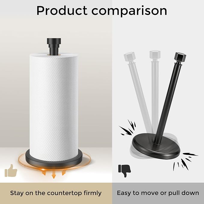 Black Paper Towel Holder Countertop, Freestanding Paper Towel Stand - Image 3