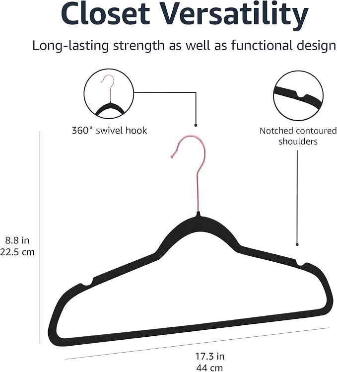 Amazon Basics Slim Velvet Non-Slip Space Saving Suit Clothes Hangers - Image 5