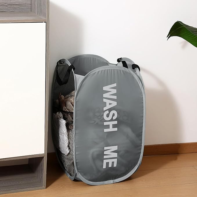 Collapsible Mesh Pop Up Laundry Hamper 2Pack Foldable Laundry Basket - Image 2
