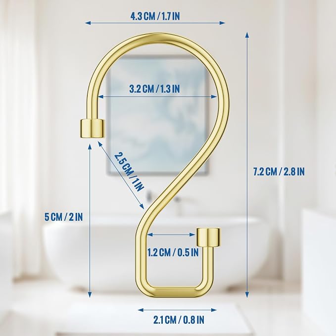 Goowin Shower Curtain Hooks, Rustproof Gold Shower Curtain Hooks, Kitchen - Image 3
