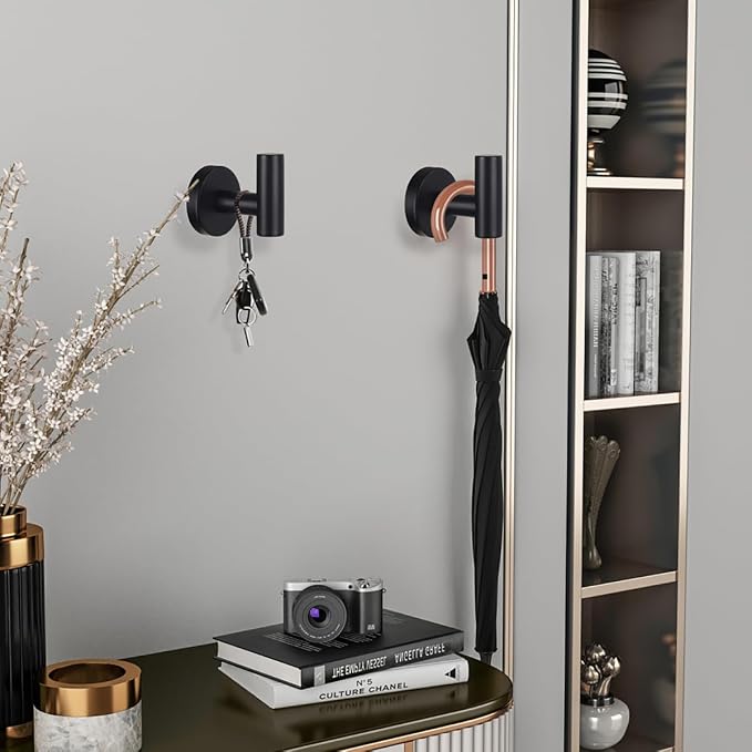 2 Pack Bathroom Towel Hooks Wall Mount Hooks Matte Black Towel Racks Coat Hooks - Image 4