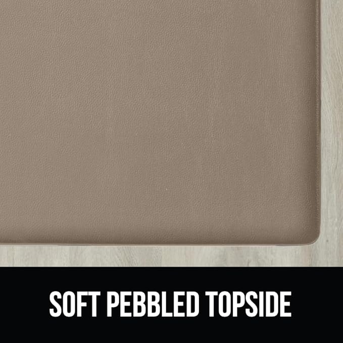 GORILLA GRIP 2 Pack Comfortable Cushioned Kitchen Mats for Floor, 17x29 + 17x59, Waterproof and Stain Resistant, 1/2 Inch Thick Soft Ergonomic Standing Desk Anti Fatigue Mat, Foam Supports Feet, Beige