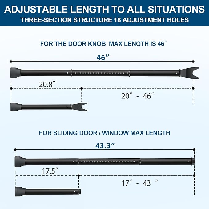 Rerishom Door Security Bar, Heavy Duty Door Stopper Jammer - Image 2