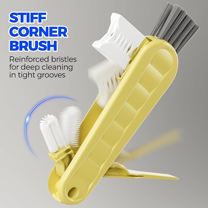 Holikme 6 Pack 4 in 1 Cup Lid Cleaning Brush 3 Straws Bottle Brush, Silicone - Image 3