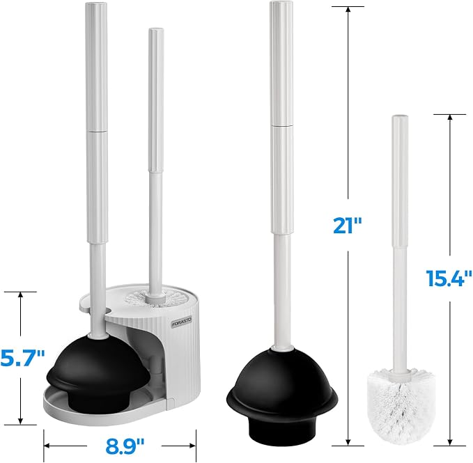 FORASTO 2in1 Toilet Brush & Plunger Set, Bathroom Essentials - Image 6
