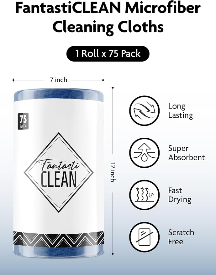 Fantasticlean Microfiber Cleaning Cloth Roll-75 Sheets, Tear-away Microfiber - Image 4