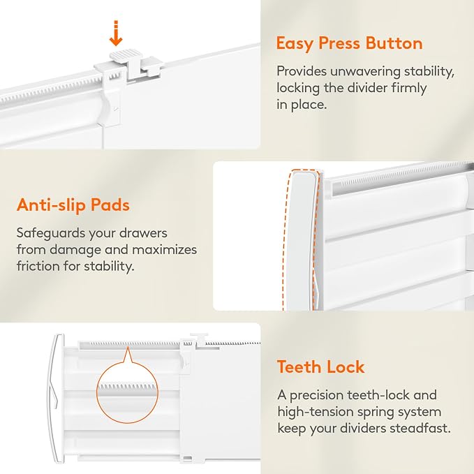 Lifewit 5" Tall Drawer Dividers, Adjustable Deep Drawer Organizer Clothes | - Image 8