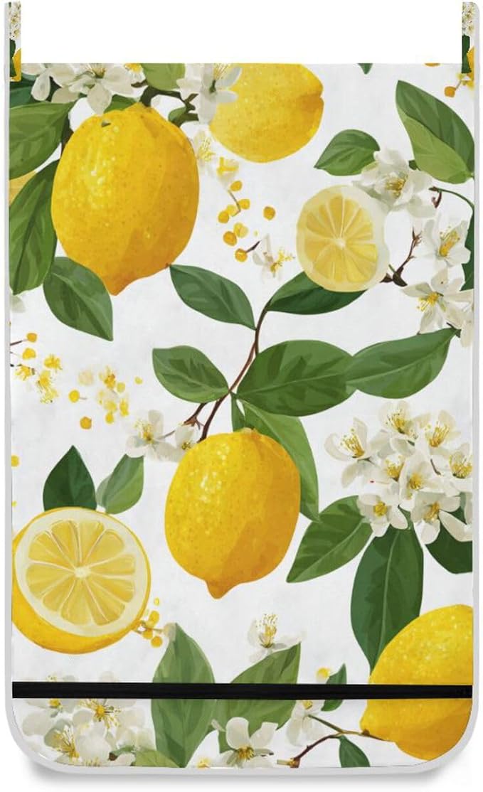 Lemon Branch Flower Hanging Laundry Hamper Door Hampers Bag Basket - Image 2