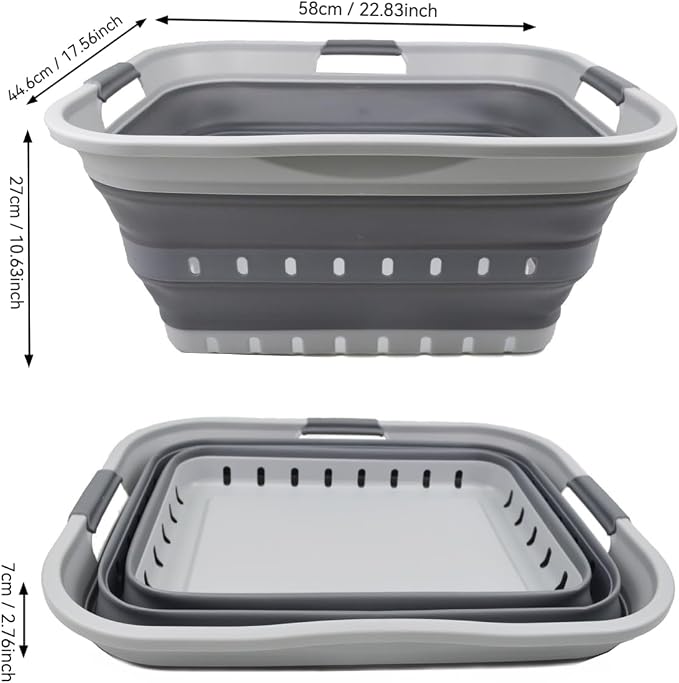 SAMMART 42 Collapsible Plastic Laundry Basket, Foldable Pop Up Storage - Image 8