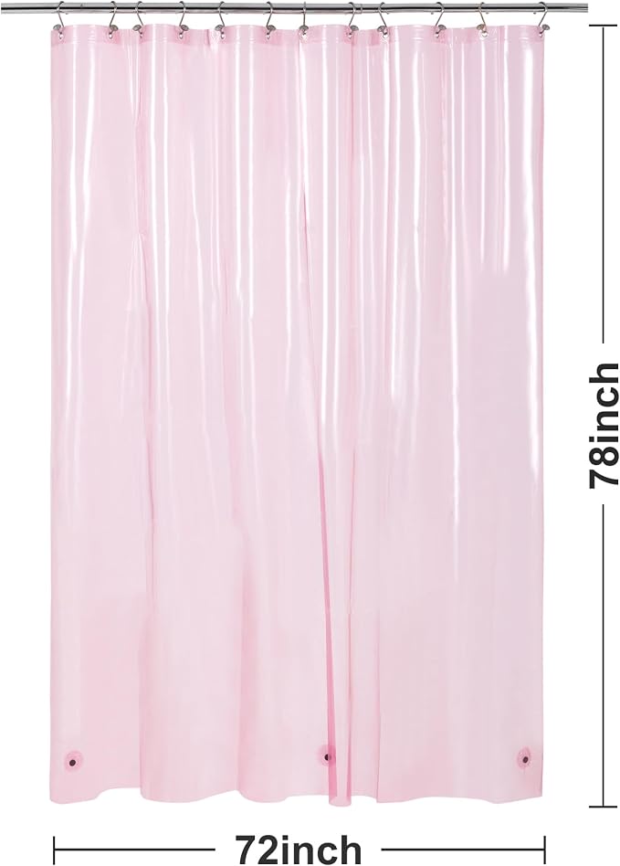 Barossa Design Clear Pink Long Shower Curtain Liner 72x78 - Image 7