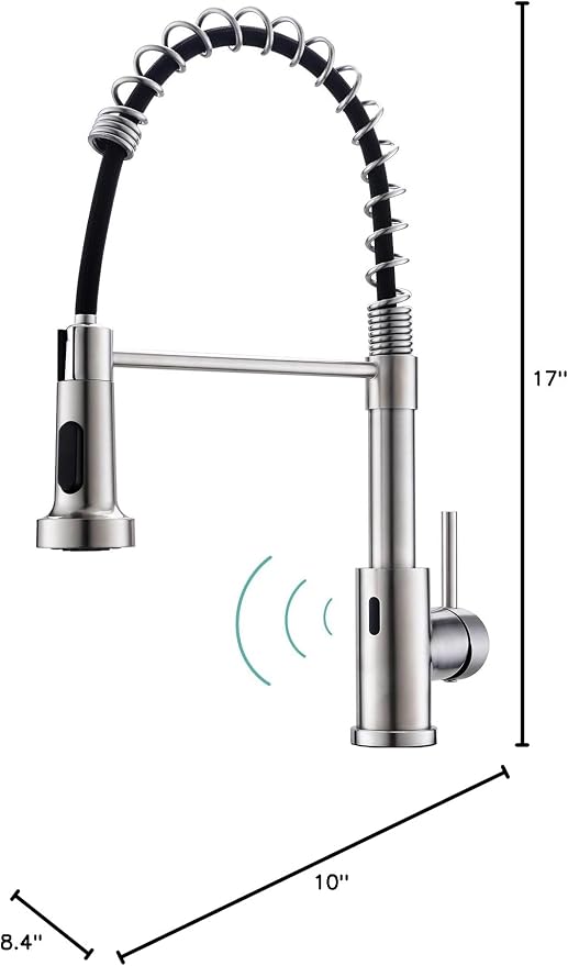 WEWE Touchless Kitchen Faucet, 2-Mode Sprayer, Brushed Nickel, Pull-Down | - Image 7
