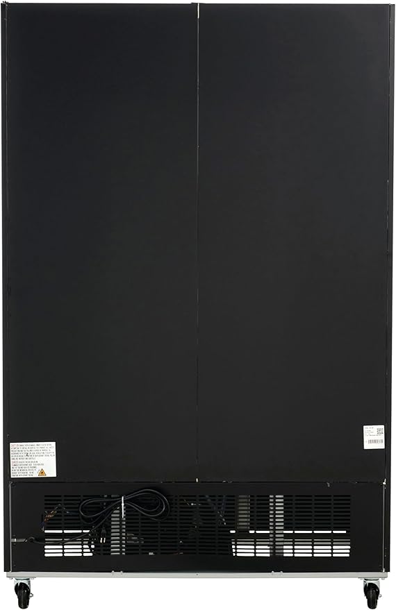 Kratos Commercial Two Door Merchandising Refrigerator, Sliding Two Door Mobile Black Display Refrigerator for Shops and C Stores, 53" Wide, LED Lighting, 115V (67K-208)