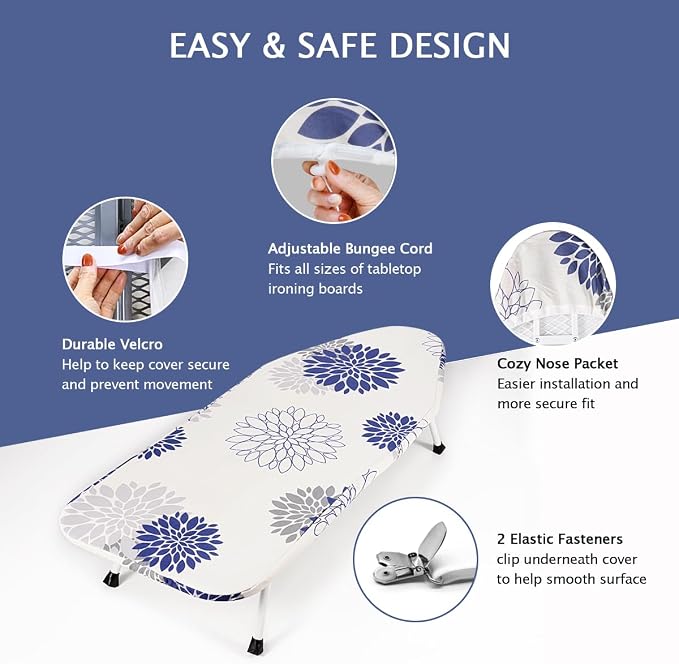 SheeChung 12.5"x32" Small Ironing Board Cover and Pad, Mini Iron Board Cover - Image 3