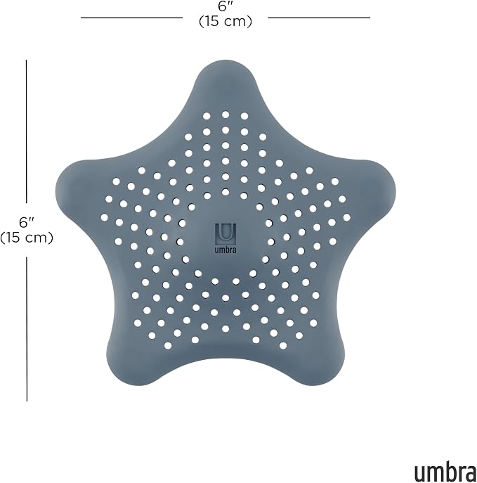 Umbra Starfish Hair Catcher, Suction Cup Drain Cover, Slate Blue | Silicone - Image 3