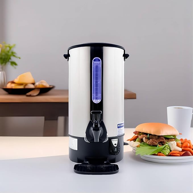 Commercial Electric Kettle Warmer Stainless Steel Hot Water Dispenser Hot Water Boiler And Warmer with Faucet Quick-Temp or Boil for Tea Coffee 1500W 19.6 Liter Capacity