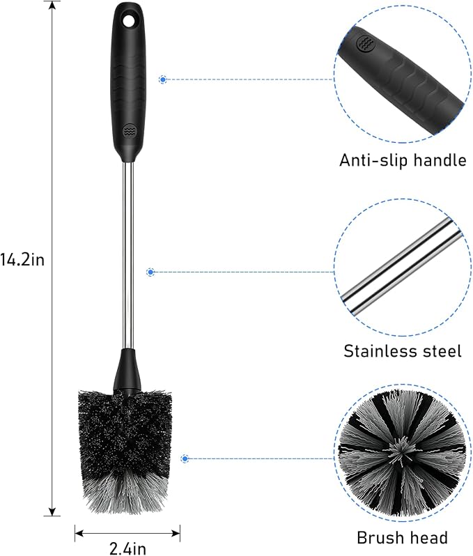 SetSail Bottle Brush of 3 Pack, 14in Long Handle Water Bottle Cleaner Brush | - Image 2