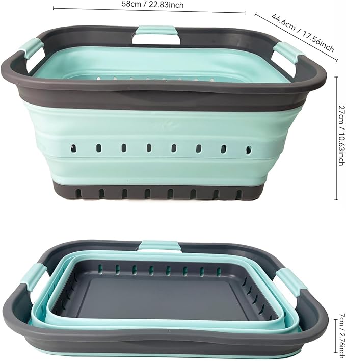 SAMMART 42 Collapsible Plastic Laundry Basket, Foldable Pop Up Storage - Image 9