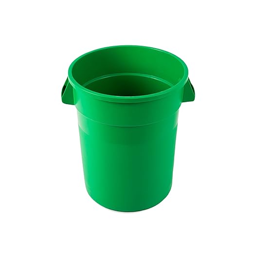 PRO&Family Commercial Round Trash Can, Ingredient Bin, Heavy-Duty Plastic, Anti-Static, Kitchen, Office, Outdoor Use (Green, 32 Gallon)