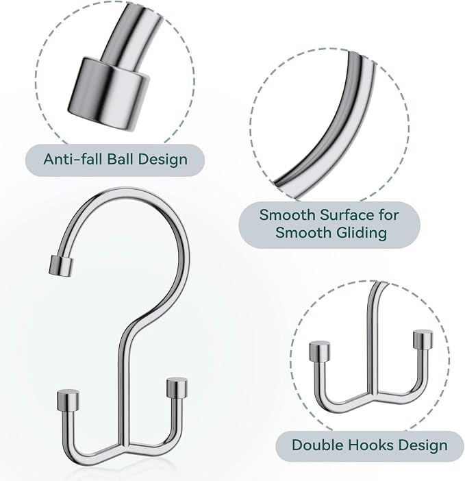 Shower Curtain Hooks, Shower Curtain Rings, Durable Rust Proof Shower Curtain - Image 4