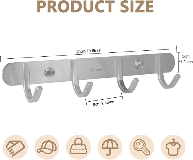 Coat Hook Rack Brushed Nickel - Image 2