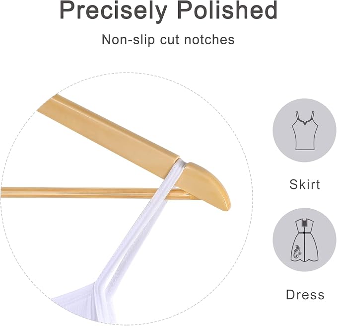 TOPIA HANGER Wooden Hangers 30 Pack, Wood Clothes Hanger Natural | Durable Coat - Image 3